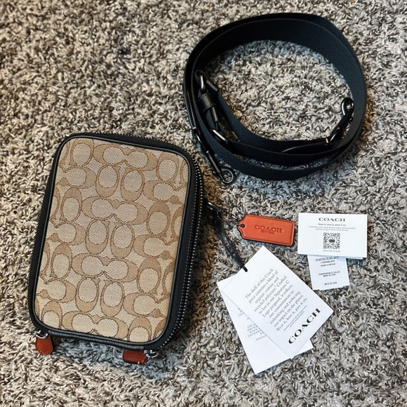 Coach Signature Canvas Belt Bag in Tan and Black - Picture 1 of 5